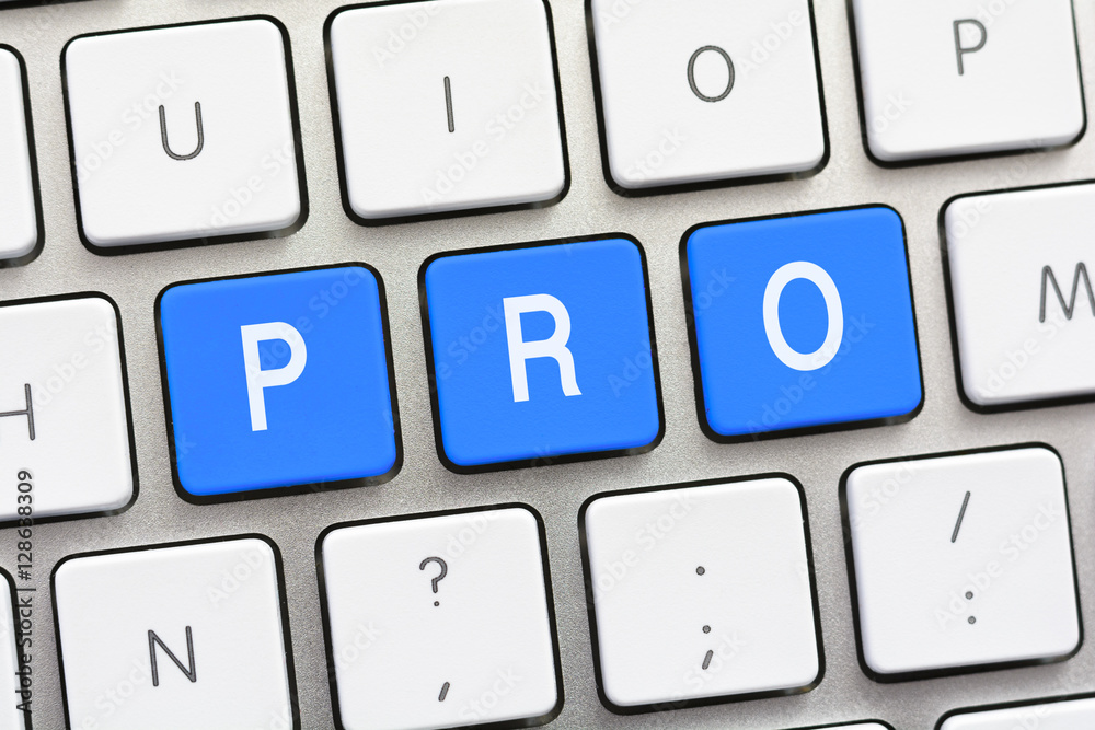 PRO writing on white keyboard PRO writing on white keyboard
