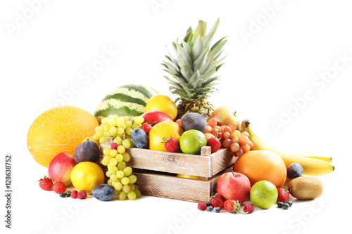 Ripe and tasty fruits isolated on a white