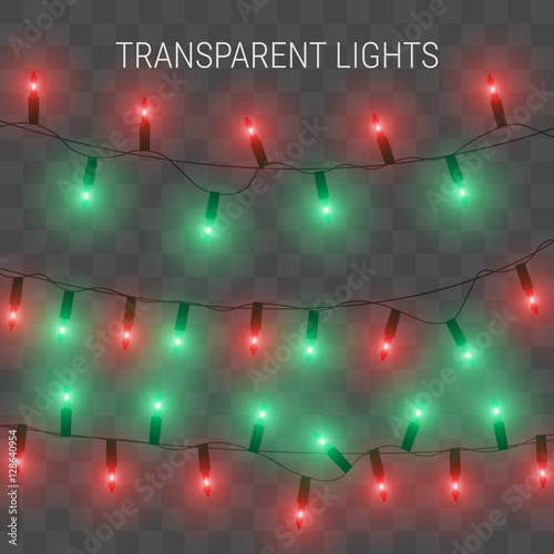 Christmas lights. Glowing garland on transparent background