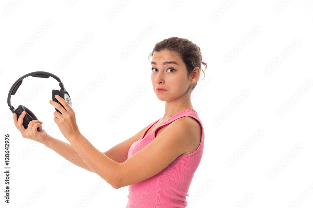 portrait of girl with headphones portrait of girl with headphones