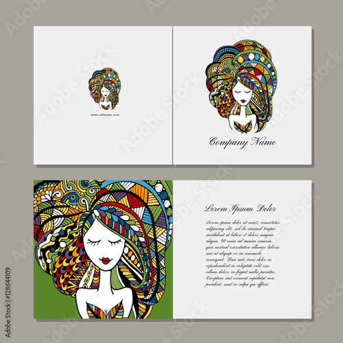 Greeting cards design, zenart female portrait