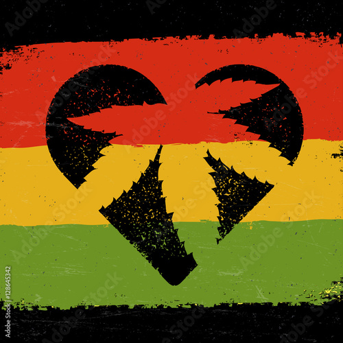 Marijuana silhouette in heart shape. Vector marijuana leaf and r