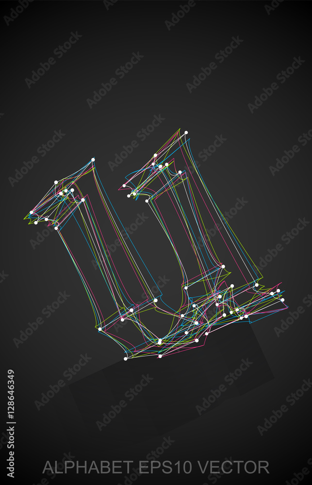 Obraz premium Vector illustration of a Multicolor sketched U. Hand drawn 3D U.
