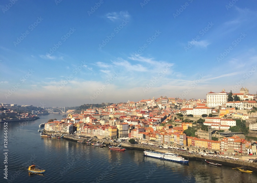  PORTO, PORTUGAL - NOVEMBER 17, 2016 : landscape of the Douro river and the historical town of Porto