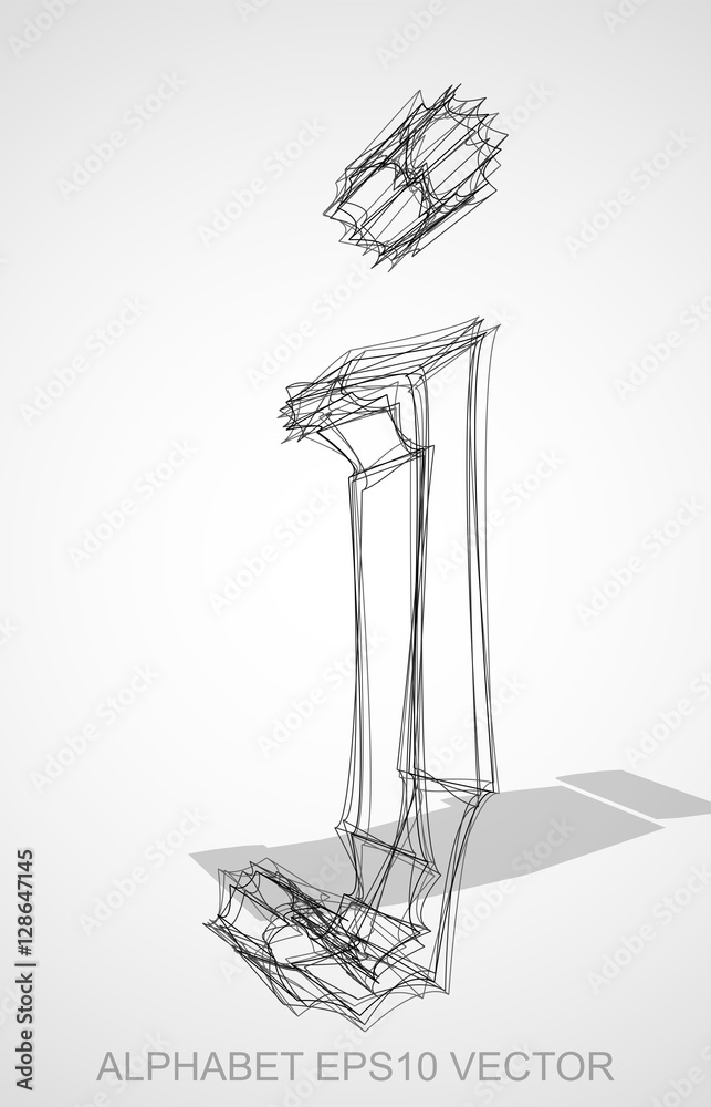 Vector illustration of a Ink sketched J. Hand drawn 3D J. Vector illustration of a Ink sketched J. Hand drawn 3D J.
