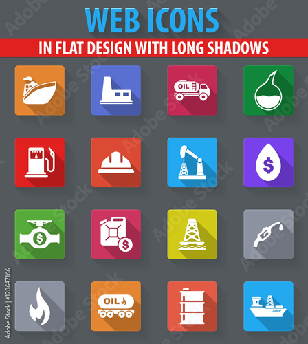 Extraction of oil icons set