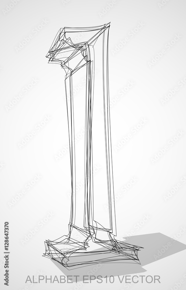 Vector illustration of a Ink sketched L. Hand drawn 3D L. Vector illustration of a Ink sketched L. Hand drawn 3D L.