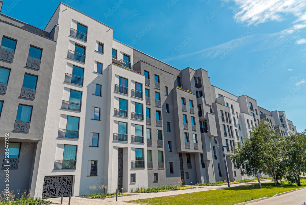 Modern block of flats seen in Berlin, Germany