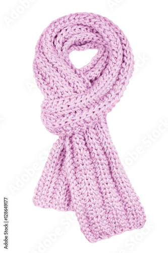 Lilac wool scarf isolated on white background.