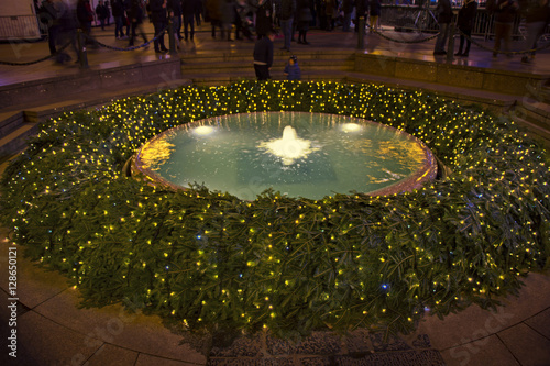 Mandusevac fountain on Ban Jelacic square in Zagreb advent eveni photo