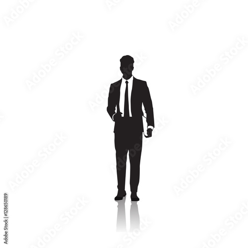 Business Man Black Silhouette Standing Full Length