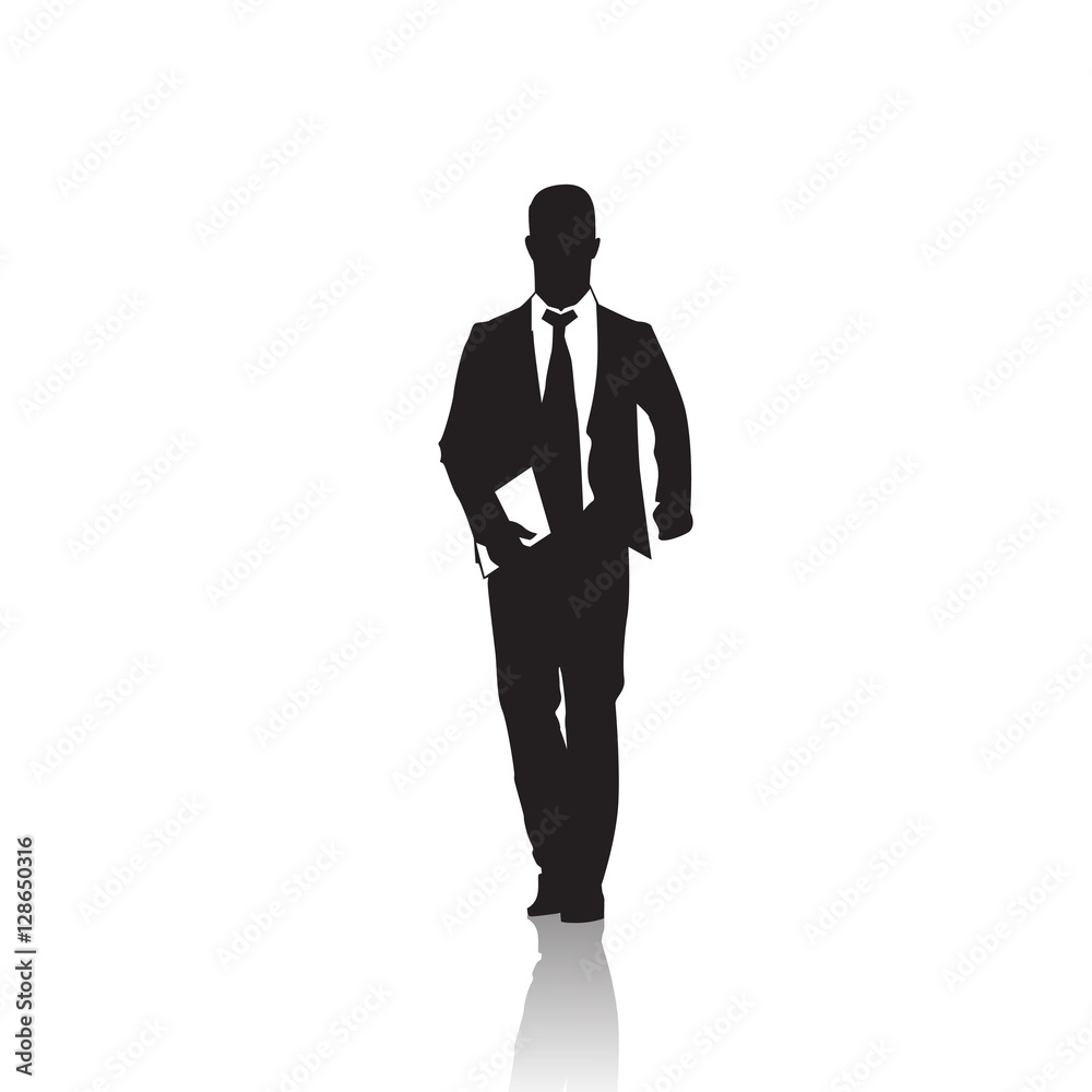 Business Man Black Silhouette Standing Full Length Over White Background Vector Illustration Business Man Black Silhouette Standing Full Length Over White Background Vector Illustration