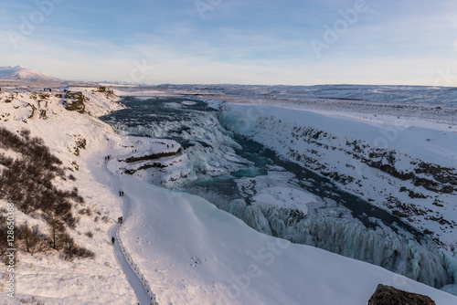 Amazing Gullfoss waterfall in winter