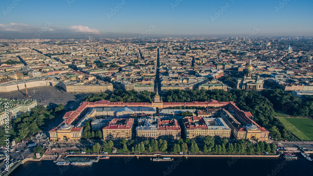 Fototapeta premium Aerial view of Admiralty in Saint-Petersburg