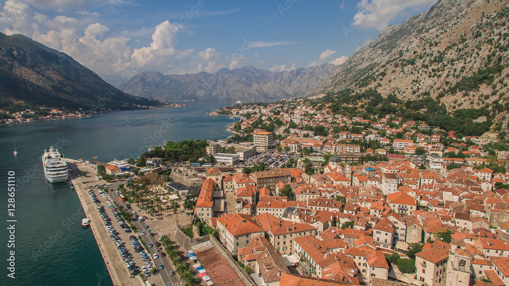 Flying above Kotor in Montenegro