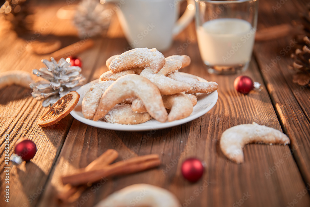 Horseshoe vanilla cookies homemade on plate