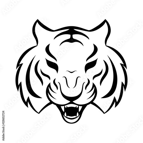 Fototapeta Naklejka Na Ścianę i Meble -  Tiger icon isolated on a white background. Tiger logo template, tattoo design, t-shirt print.