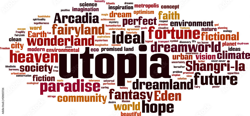 Utopia word cloud concept. Vector illustration