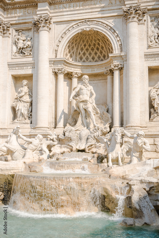 The Trevi Fountain or Fontana di Trevi is the largest and most famous fountain in Rome. The Trevi Fountain or Fontana di Trevi is the largest and most famous fountain in Rome.