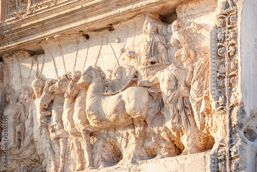 Photo Details from the Arch of Titus on the Via Sacra, Rome, Italy,