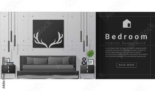 Interior design Modern bedroom background , vector, illustration
