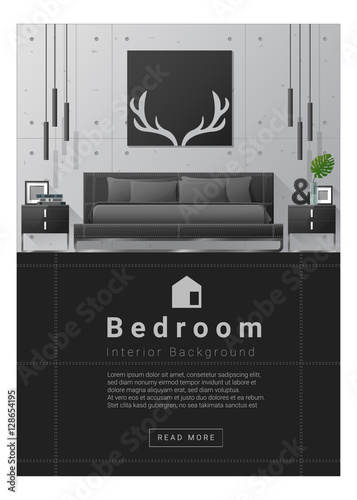 Interior design Modern bedroom banner , vector, illustration