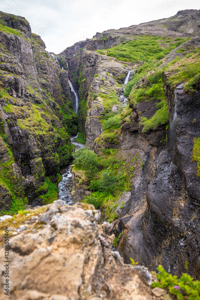 Glymur waterfall during summer in Iceland Glymur waterfall during summer in Iceland