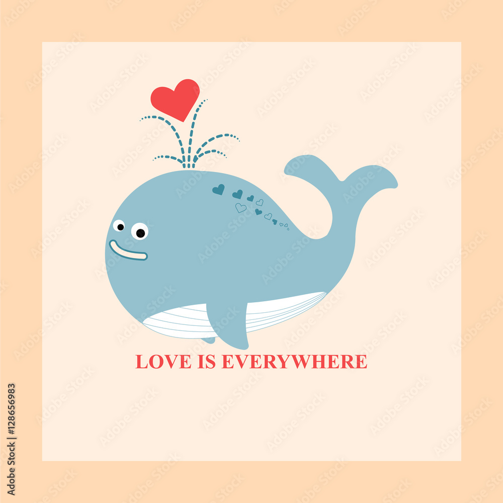 Naklejka premium Illustration of funny whale