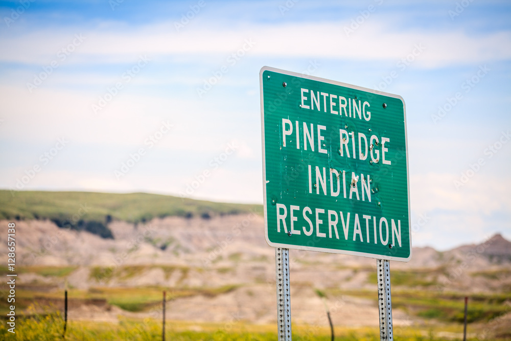 Entering Pine Ridge Indian Reservation, South Dakota, USA