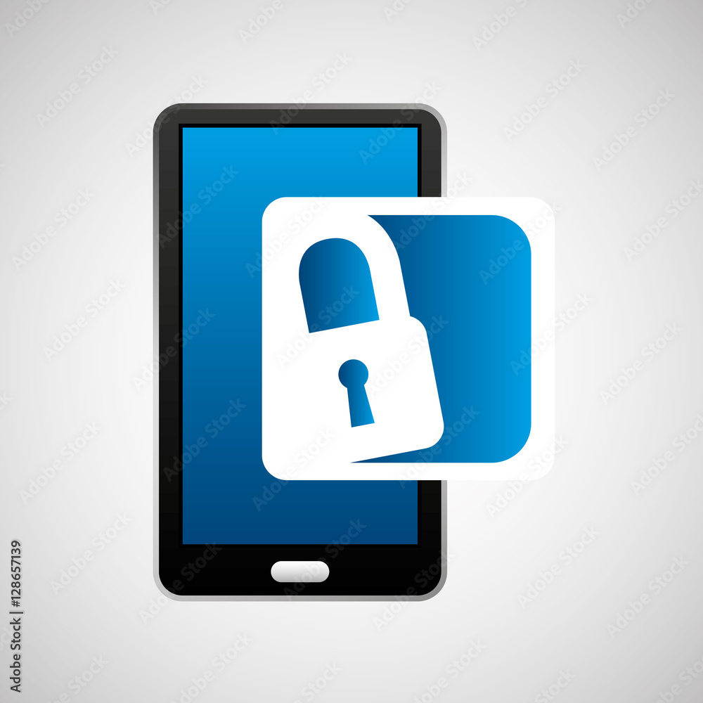 mobile phone icon secure social media vector illustration eps 10