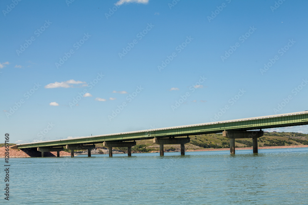 Bridge over waters of Missouri river, USA