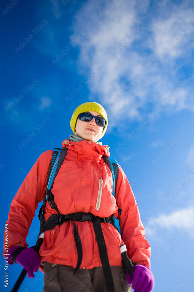 Portrait of a girl during climbing the mountain. Portrait of a girl during climbing the mountain.