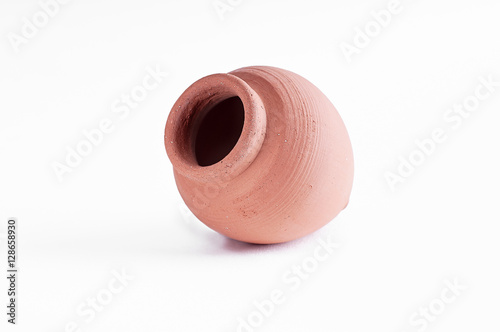 Kvevri. qvevri ancient georgian Clay pottery for wine on white isolate background.