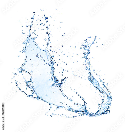 Blue water splash isolated on white background