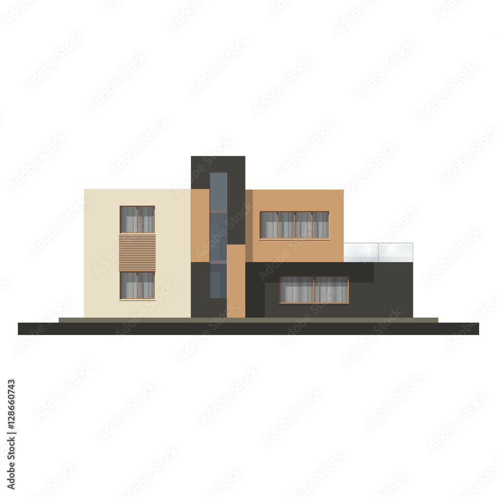 Vector hi tech house facade. House in minimalist style