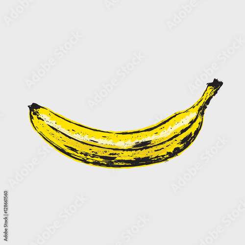 Hand drawn ripe banana. Vector illustration of fruit