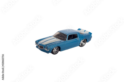 Toy blue muscle car isolated