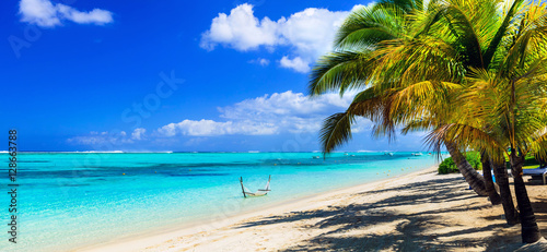 perfect tropical holidays - white sandy beaches of Mauritius island