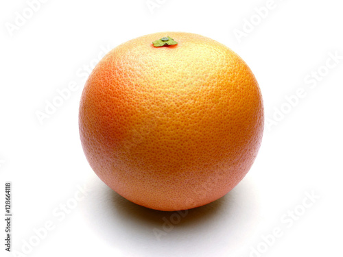 Whole grapefruit on a white background with shadow. Clipping path included. 