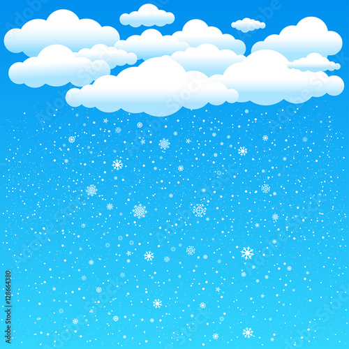 Fototapeta Naklejka Na Ścianę i Meble -  cartoon clouds snow falls