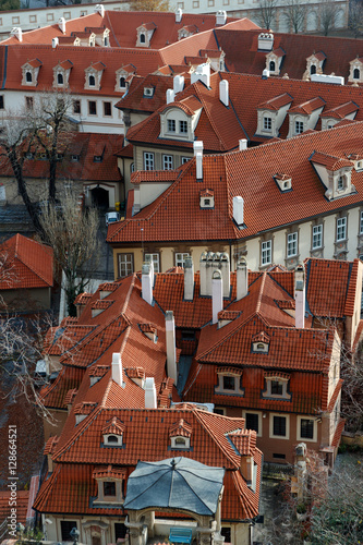 Rooftops of the old buildings in Prague city