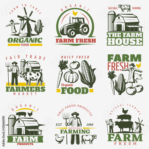 Colorful Farm Emblems Set