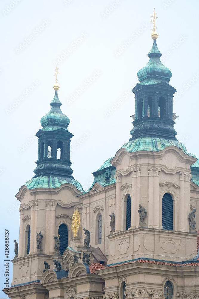 Prague, Czechia - November, 21, 2016: St. Nicholas Church on Old Town Square in Prague, Czechia