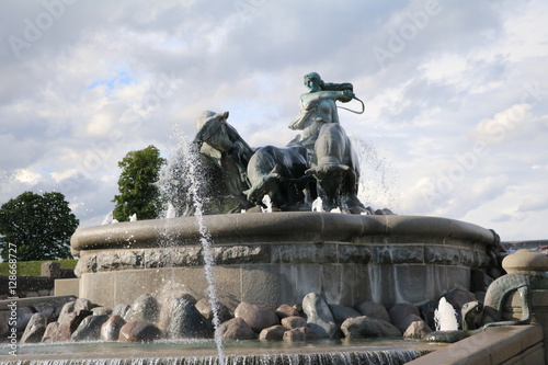 Figures group of the Gefion Fountain in Copenhagen, Denmark Scandinavia