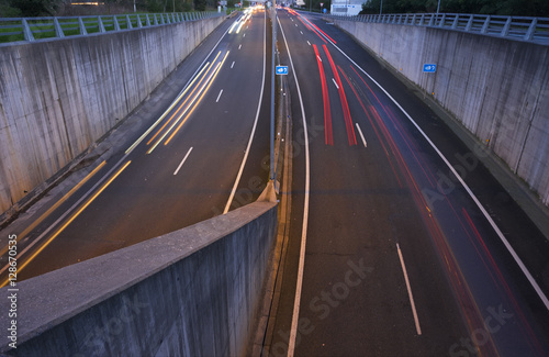 the light trails on the street in Basque Country © poliki