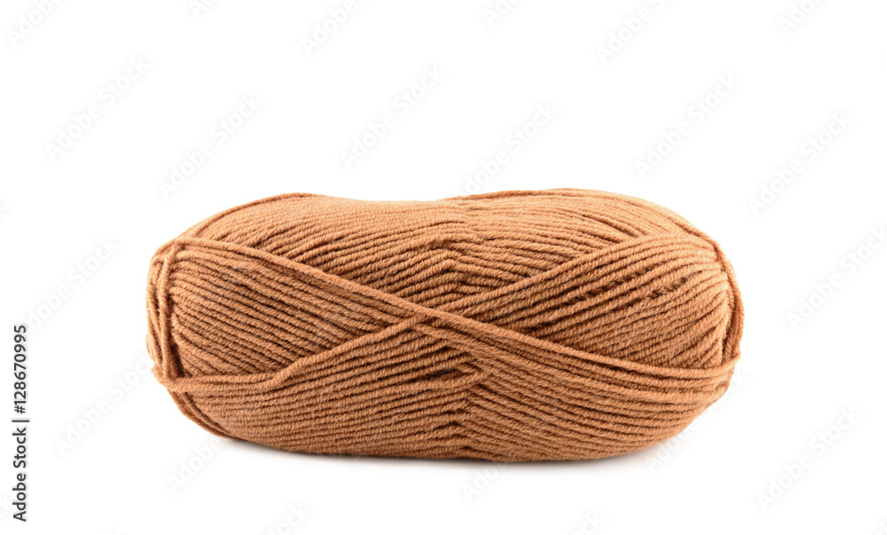 Brown yarn clew isolated on white