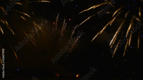 Flashes and Clouds of Smoke in the Sky Explosion on the Oilship Ordnance Exploding on the Boat Victory Day Celebration in a Grand Scale Throwing Money photo