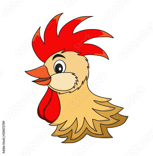 Vector illustration of an head cock cartoon isolated on white,testa di gallo vettoriale isolata su sfondo bianco