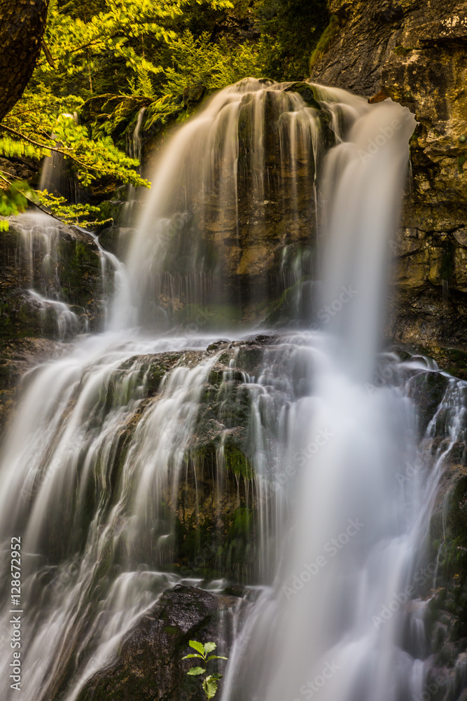 Cascada de la Cueva waterfall in Ordesa valley Pyrenees Huesca S Cascada de la Cueva waterfall in Ordesa valley Pyrenees Huesca S