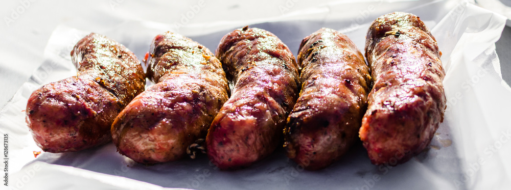 Argentina barbecue asado chorizo sausages at a street food market